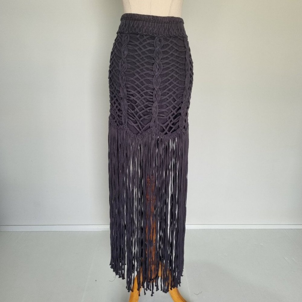 Sass & Bide Cotton Twists Black Lace Fringe Mini Skirt Size 12 - Picture 5 of 11